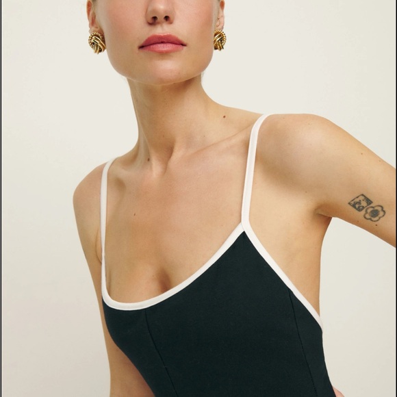 Reformation, Genelle Knit Bodysuit, Size Medium, in back and white, NWT - Picture 4 of 7